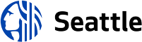 Seattle logo featuring a blue circular icon of Chief Seattle next to the text “Seattle”.
