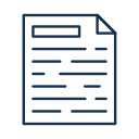 Line art icon of a document for West Seattle light rail relocation assistance, featuring a header and several lines of text.
