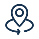 Map pin icon with a circular arrow representing West Seattle light rail business relocation.